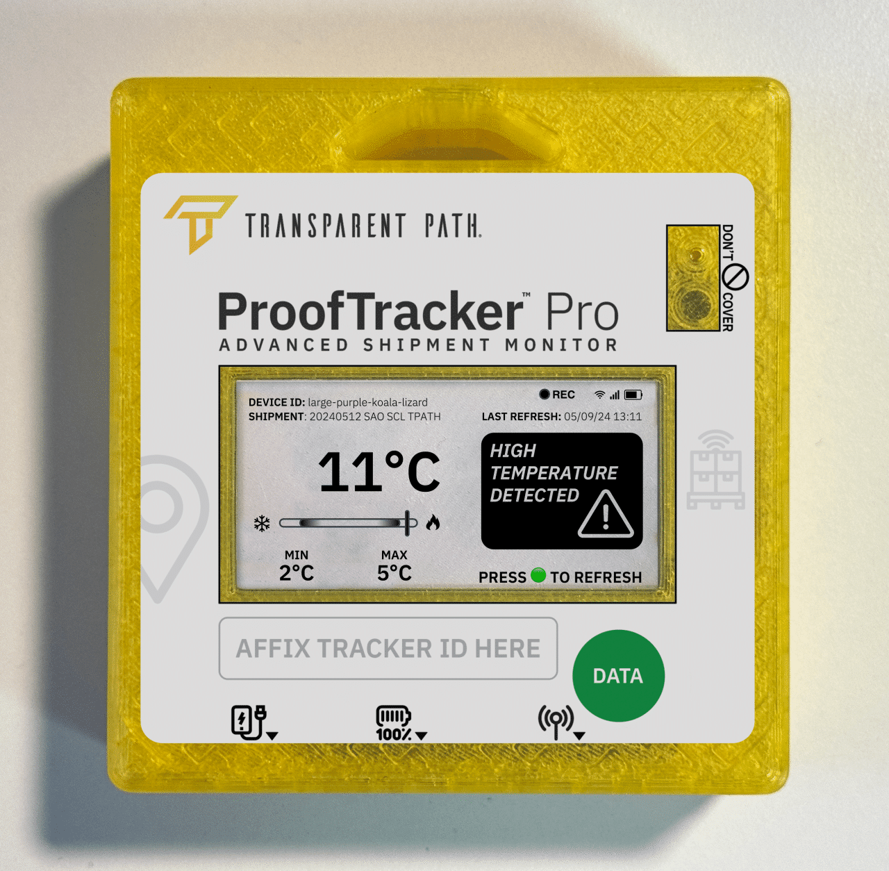 Transparent Path's ProofTracker™ Pro logistics tracking device