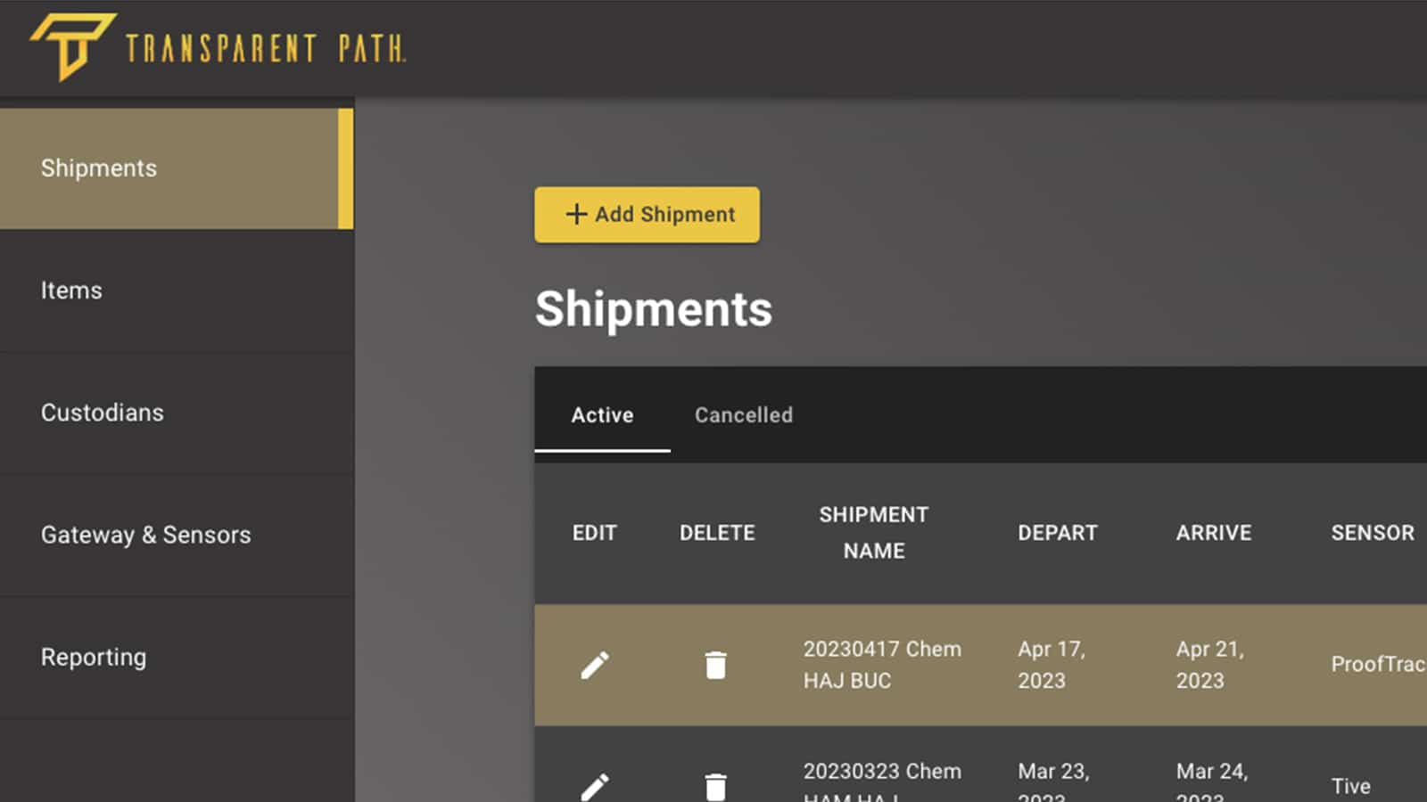 Screenshot of the Transparent Path platform main page